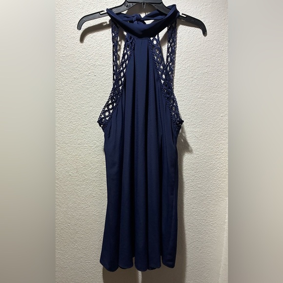 Lulu's Navy Blue Backless Halter Lace Sundress XL - Picture 9 of 15